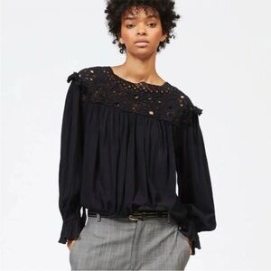 ISABEL MARANT Étoile Rock Yoke Blouse Black Top 36 US 4